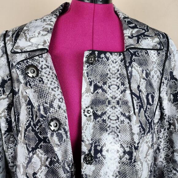 Linea by Louis Dell'Olio Blazer Grey Snakeskin Cotton Jacket Animal Print Sz 1X - Picture 10 of 16